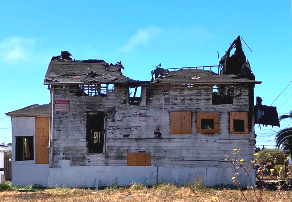 Early morning blaze guts historic Mira Flores building